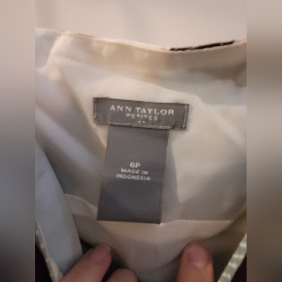 NWOT Ann Taylor Teal, Tan & White Floral Dress - Picture 3 of 4